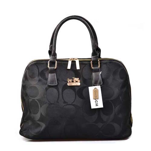 Coach Logo Monogram Large Black Satchels DOQ | Women